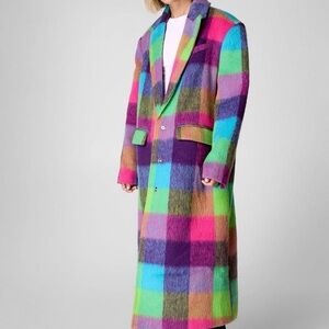 Nasty Gal Multicolor Plaid Long Coat